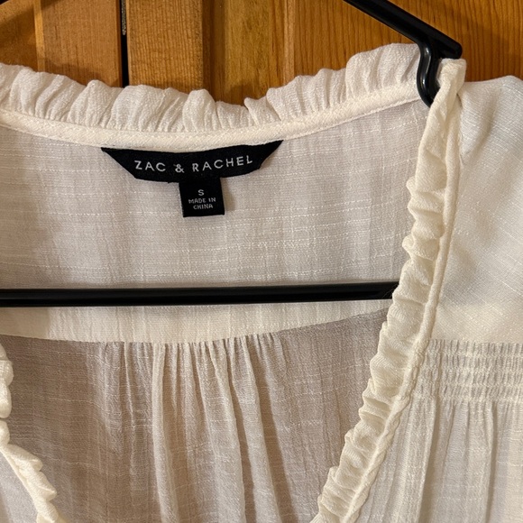 Zac & Rachel Ivory Ruffle Button-Up Blouse - Picture 3 of 5